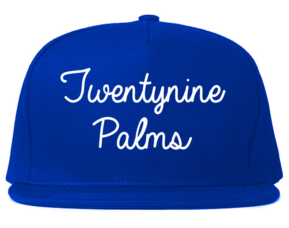 Twentynine Palms California CA Script Mens Snapback Hat Royal Blue