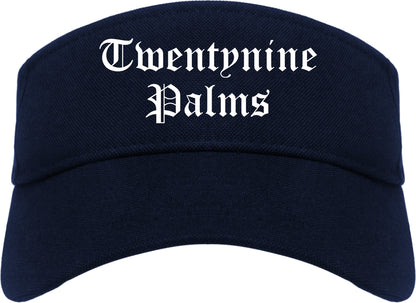Twentynine Palms California CA Old English Mens Visor Cap Hat Navy Blue