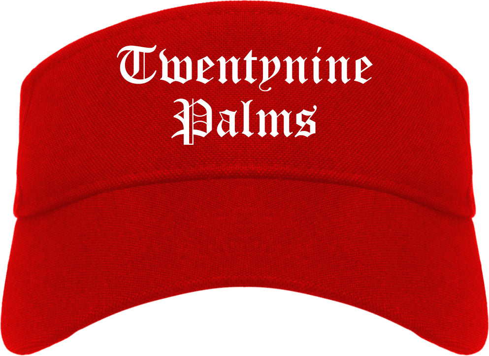 Twentynine Palms California CA Old English Mens Visor Cap Hat Red