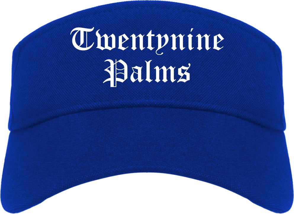 Twentynine Palms California CA Old English Mens Visor Cap Hat Royal Blue