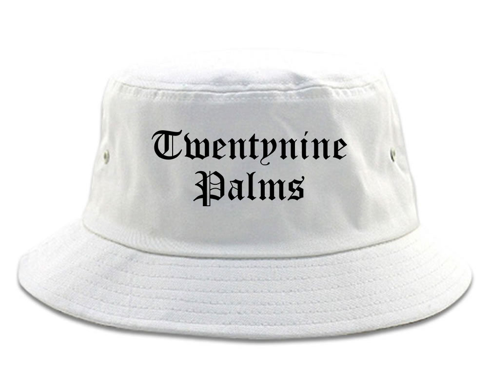 Twentynine Palms California CA Old English Mens Bucket Hat White