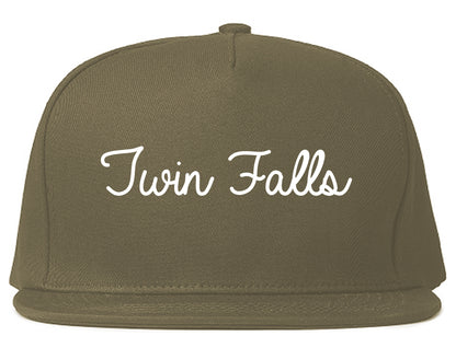 Twin Falls Idaho ID Script Mens Snapback Hat Grey