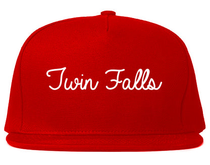 Twin Falls Idaho ID Script Mens Snapback Hat Red
