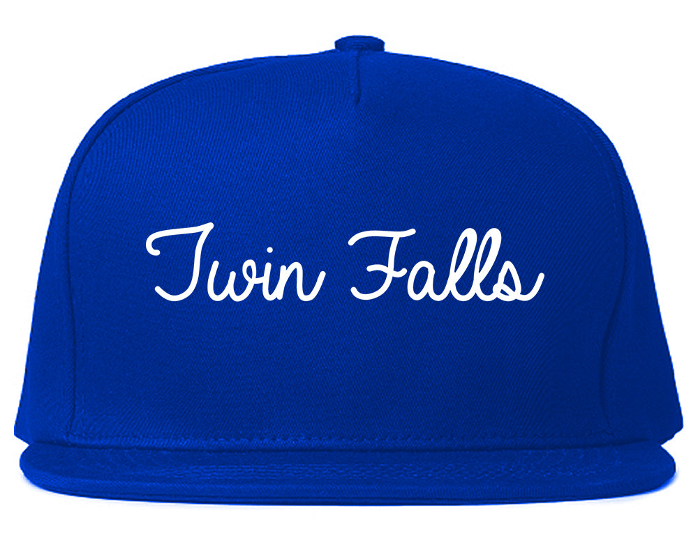 Twin Falls Idaho ID Script Mens Snapback Hat Royal Blue