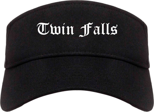Twin Falls Idaho ID Old English Mens Visor Cap Hat Black