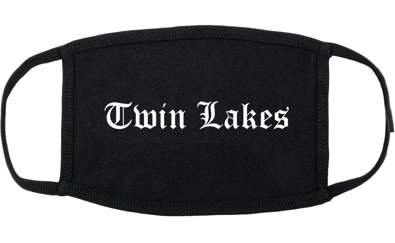 Twin Lakes Wisconsin WI Old English Cotton Face Mask Black