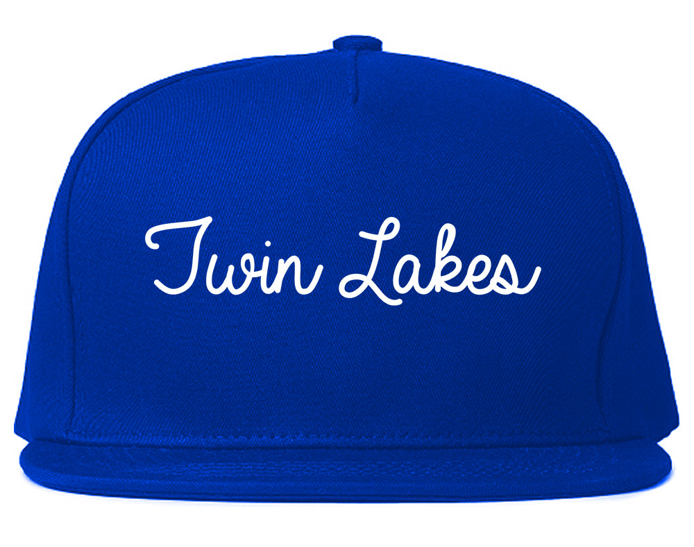 Twin Lakes Wisconsin WI Script Mens Snapback Hat Royal Blue