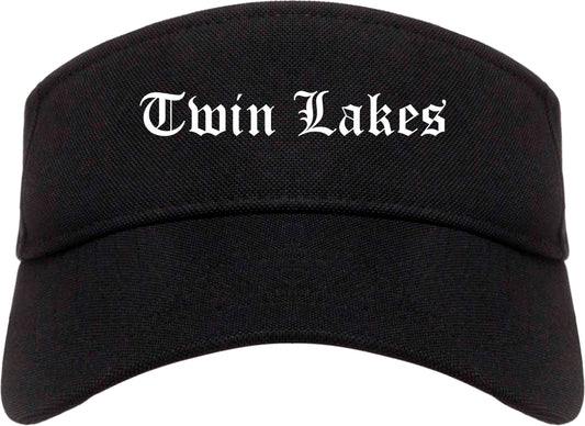Twin Lakes Wisconsin WI Old English Mens Visor Cap Hat Black