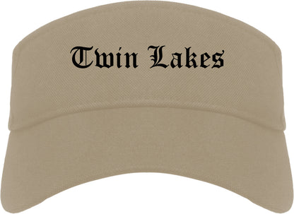 Twin Lakes Wisconsin WI Old English Mens Visor Cap Hat Khaki