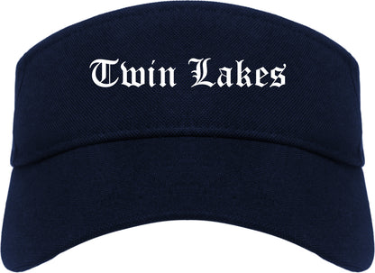 Twin Lakes Wisconsin WI Old English Mens Visor Cap Hat Navy Blue