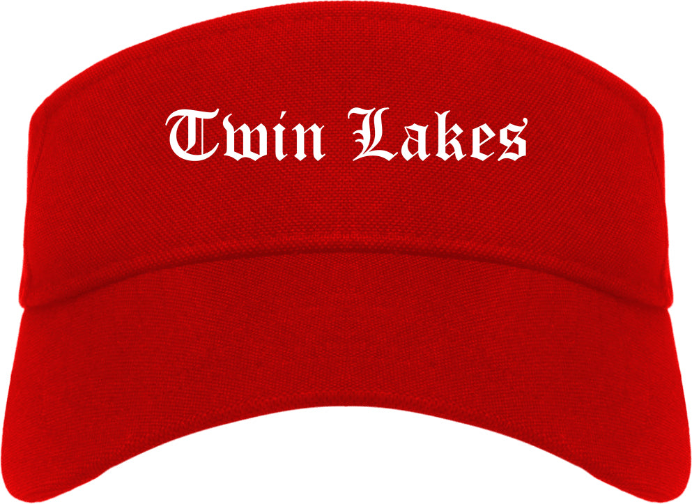 Twin Lakes Wisconsin WI Old English Mens Visor Cap Hat Red