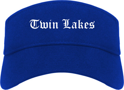 Twin Lakes Wisconsin WI Old English Mens Visor Cap Hat Royal Blue