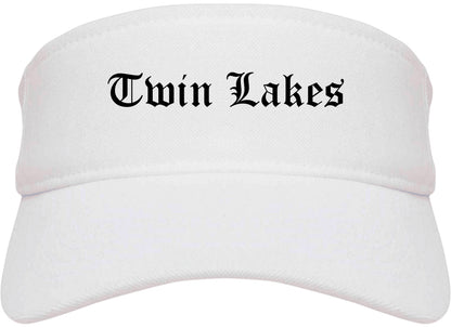 Twin Lakes Wisconsin WI Old English Mens Visor Cap Hat White