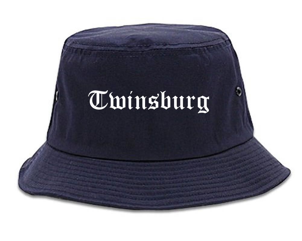 Twinsburg Ohio OH Old English Mens Bucket Hat Navy Blue