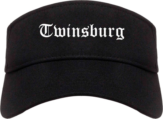Twinsburg Ohio OH Old English Mens Visor Cap Hat Black