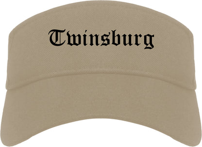 Twinsburg Ohio OH Old English Mens Visor Cap Hat Khaki