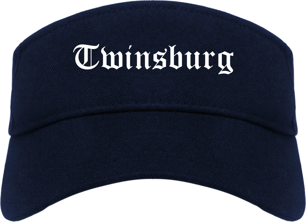 Twinsburg Ohio OH Old English Mens Visor Cap Hat Navy Blue