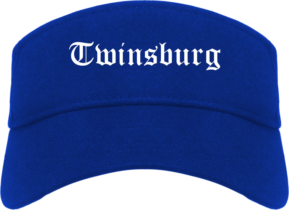 Twinsburg Ohio OH Old English Mens Visor Cap Hat Royal Blue