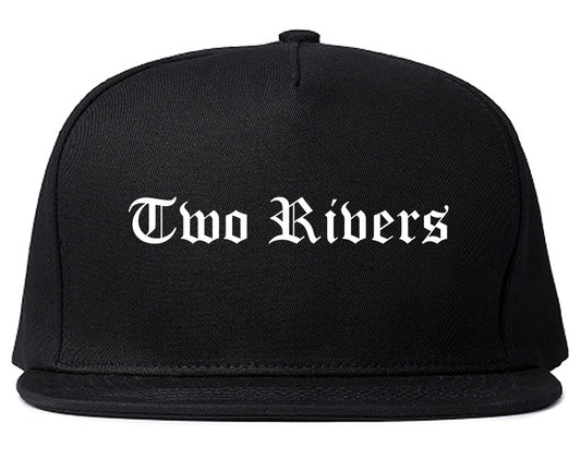 Two Rivers Wisconsin WI Old English Mens Snapback Hat Black