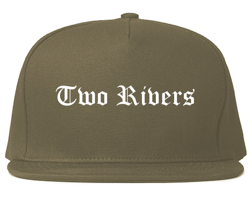 Two Rivers Wisconsin WI Old English Mens Snapback Hat Grey