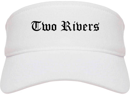 Two Rivers Wisconsin WI Old English Mens Visor Cap Hat White