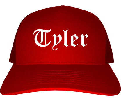 Tyler Texas TX Old English Mens Trucker Hat Cap Red