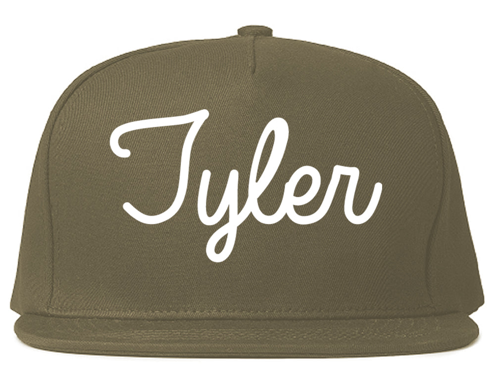 Tyler Texas TX Script Mens Snapback Hat Grey
