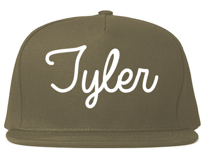Tyler Texas TX Script Mens Snapback Hat Grey