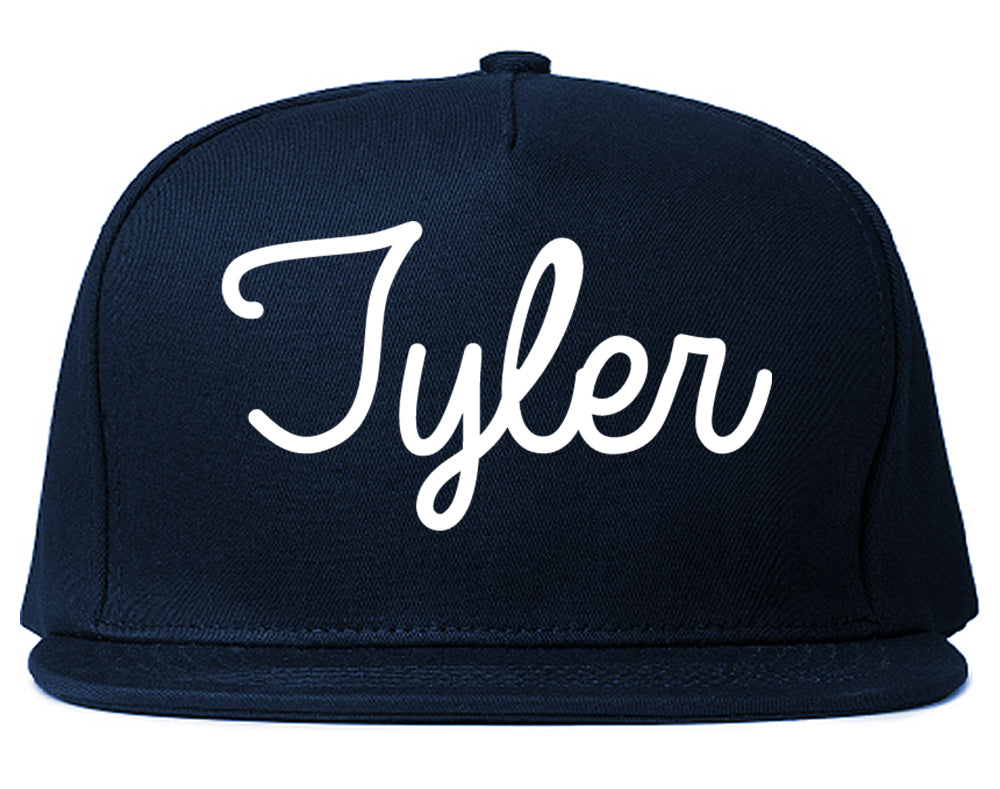 Tyler Texas TX Script Mens Snapback Hat Navy Blue