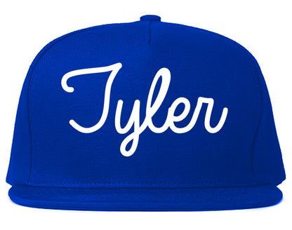 Tyler Texas TX Script Mens Snapback Hat Royal Blue