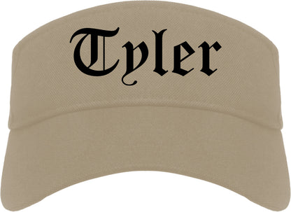 Tyler Texas TX Old English Mens Visor Cap Hat Khaki