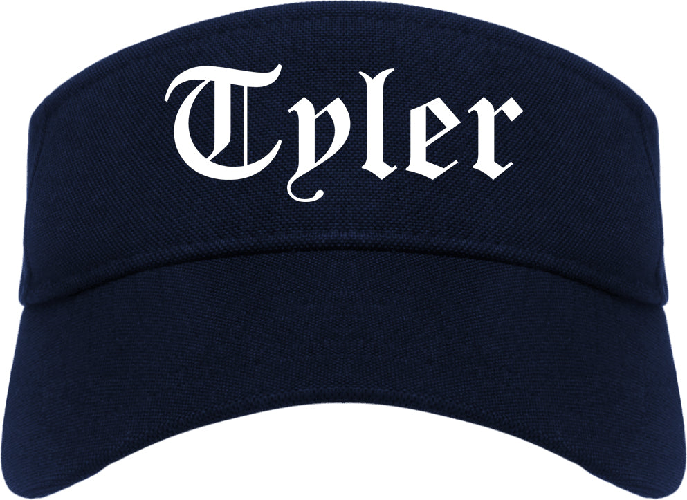 Tyler Texas TX Old English Mens Visor Cap Hat Navy Blue