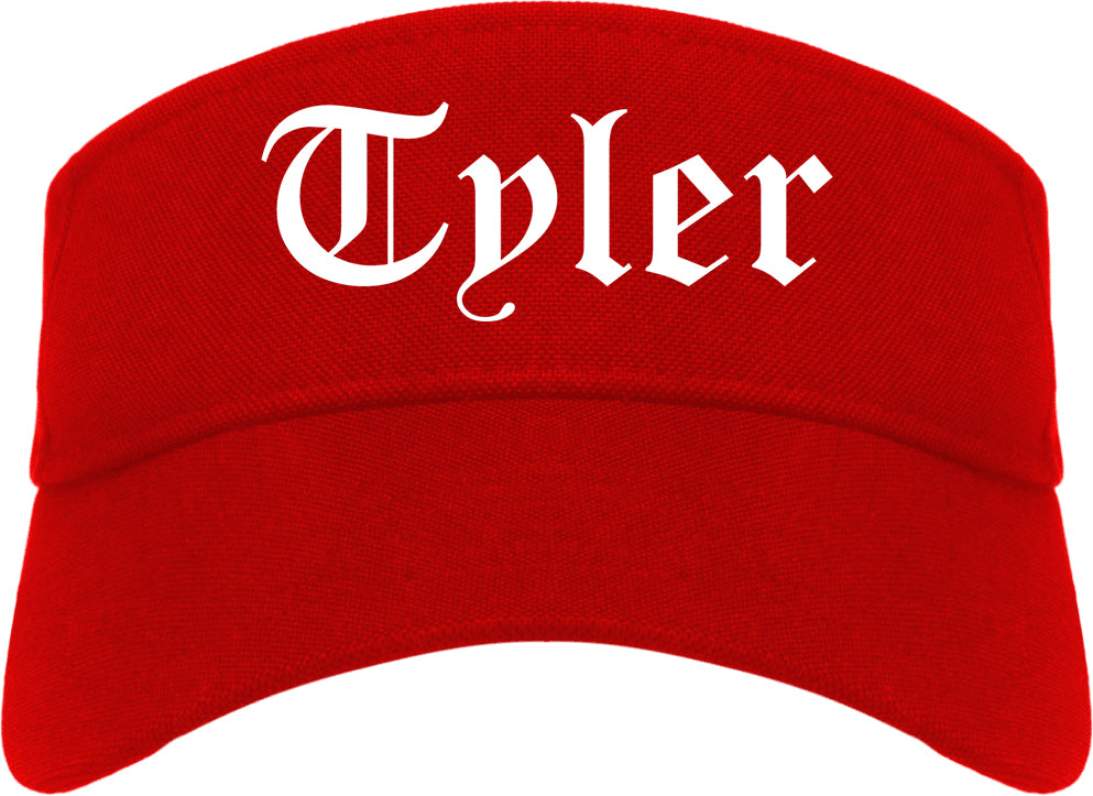 Tyler Texas TX Old English Mens Visor Cap Hat Red