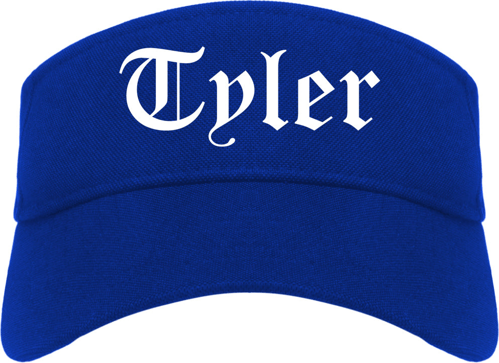 Tyler Texas TX Old English Mens Visor Cap Hat Royal Blue