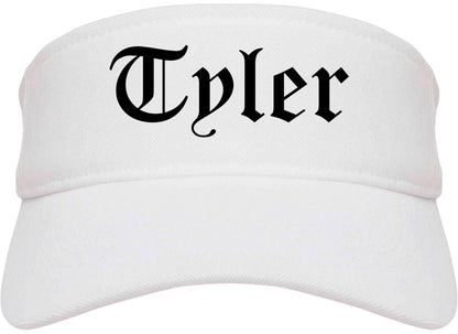 Tyler Texas TX Old English Mens Visor Cap Hat White