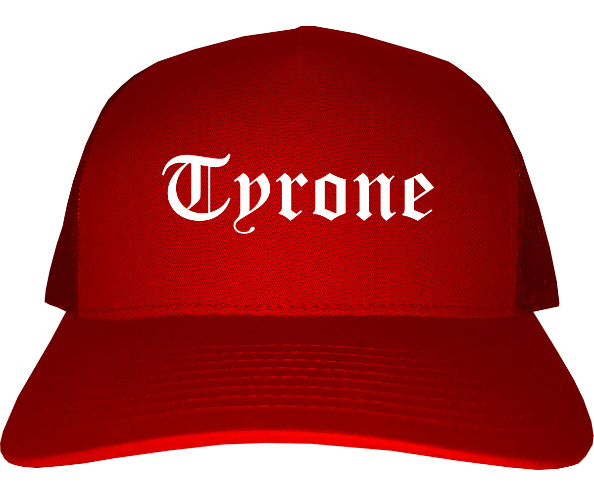 Tyrone Georgia GA Old English Mens Trucker Hat Cap Red