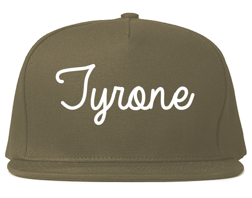 Tyrone Pennsylvania PA Script Mens Snapback Hat Grey