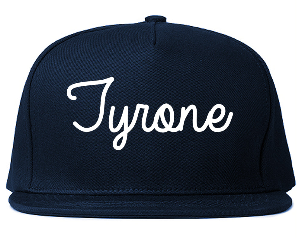 Tyrone Pennsylvania PA Script Mens Snapback Hat Navy Blue