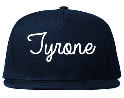 Tyrone Pennsylvania PA Script Mens Snapback Hat Navy Blue