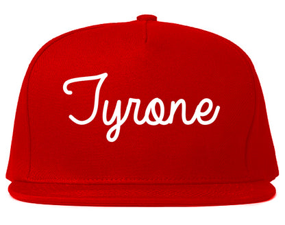 Tyrone Pennsylvania PA Script Mens Snapback Hat Red