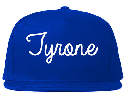 Tyrone Pennsylvania PA Script Mens Snapback Hat Royal Blue