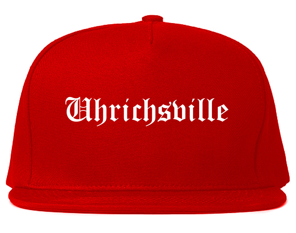 Uhrichsville Ohio OH Old English Mens Snapback Hat Red