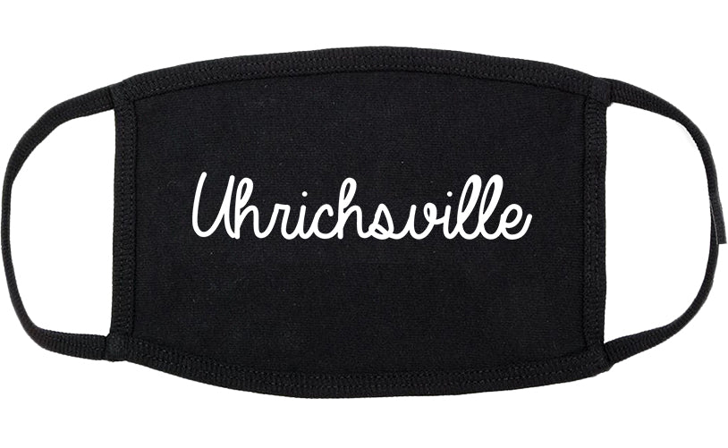 Uhrichsville Ohio OH Script Cotton Face Mask Black