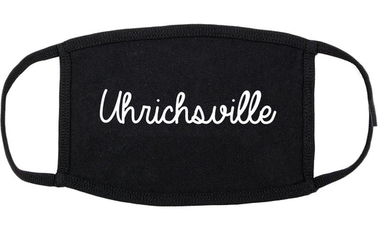 Uhrichsville Ohio OH Script Cotton Face Mask Black