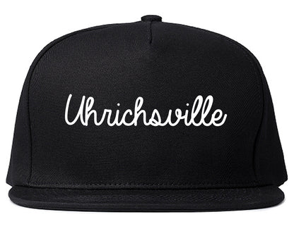 Uhrichsville Ohio OH Script Mens Snapback Hat Black