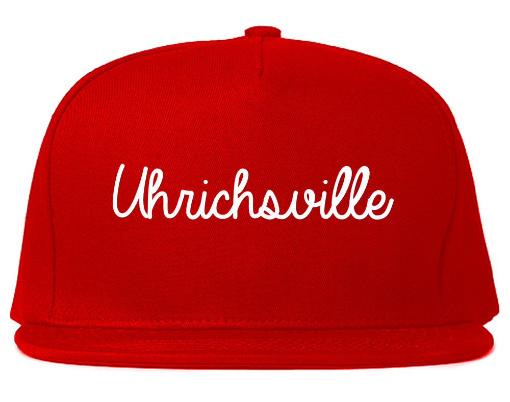 Uhrichsville Ohio OH Script Mens Snapback Hat Red