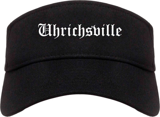 Uhrichsville Ohio OH Old English Mens Visor Cap Hat Black