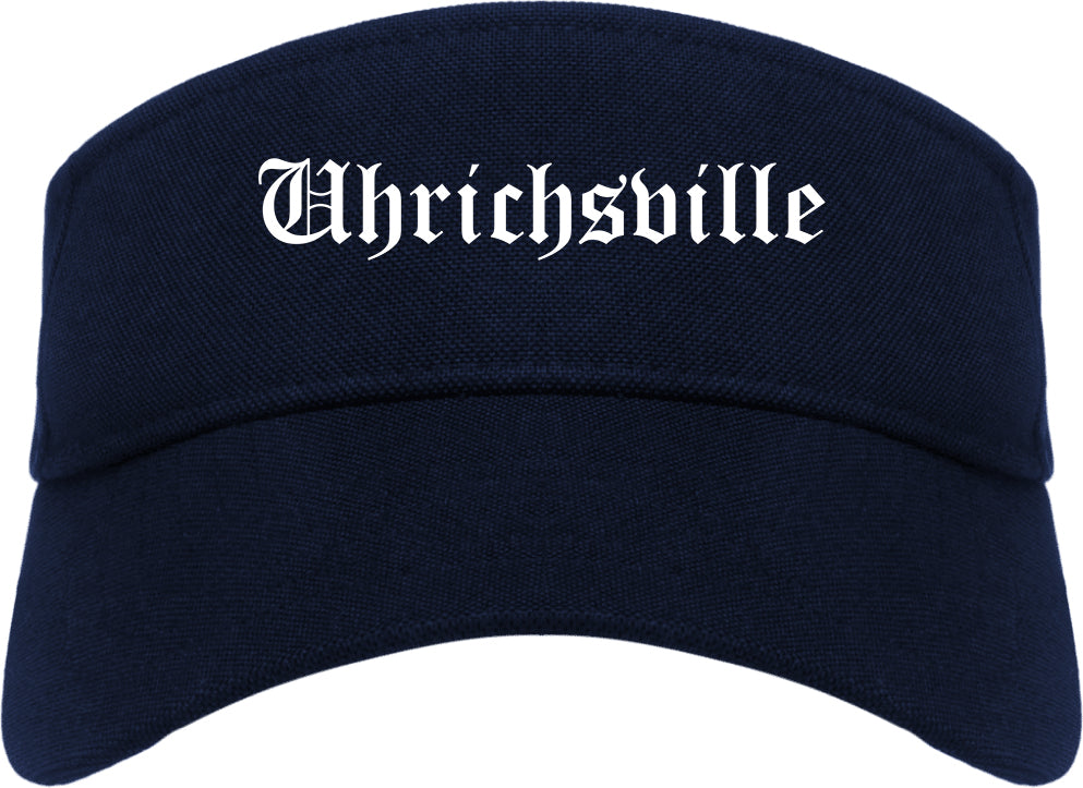 Uhrichsville Ohio OH Old English Mens Visor Cap Hat Navy Blue
