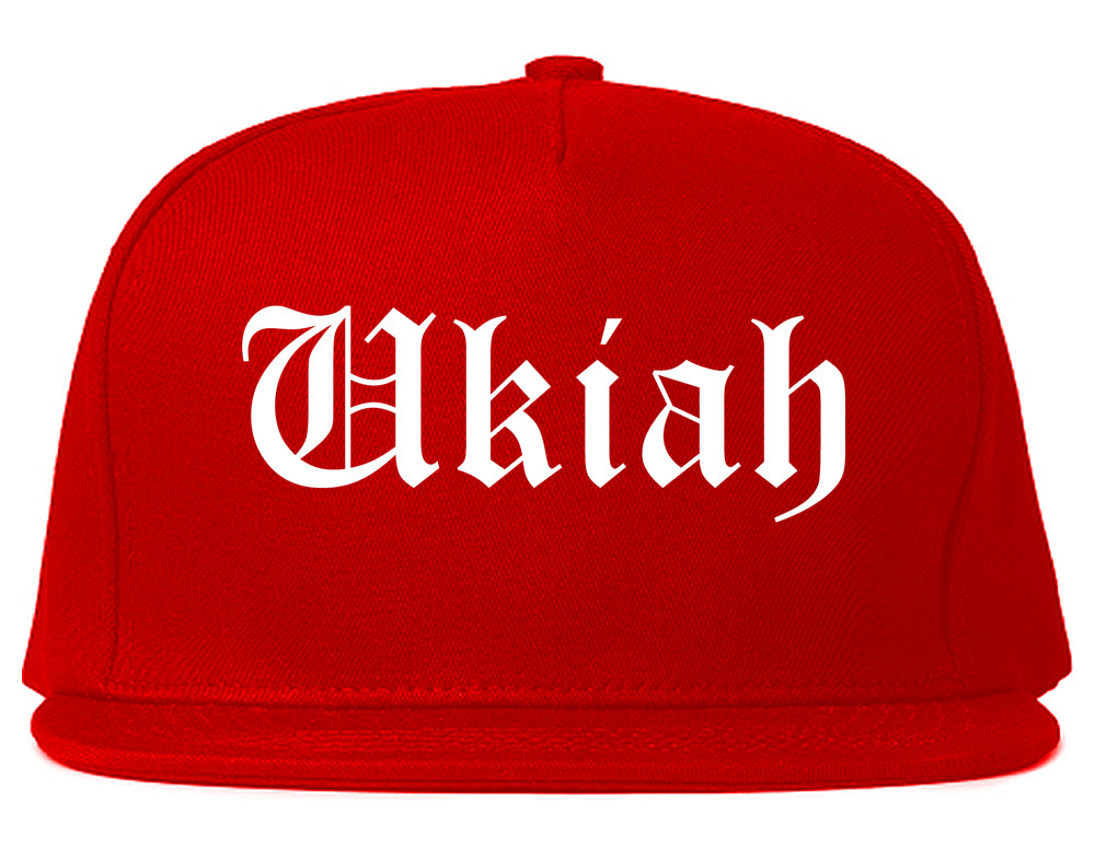 Ukiah California CA Old English Mens Snapback Hat Red