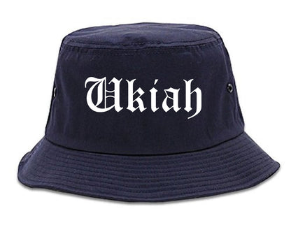 Ukiah California CA Old English Mens Bucket Hat Navy Blue